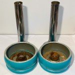 Duro Chrome Bar Stools Pair - Teal Blue Green