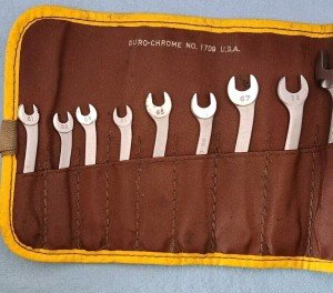 Vintage Duro Chrome 9 piece Ignition Wrench Set NO, 1709 w/Case USA