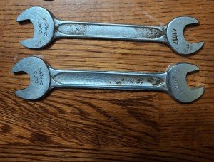2 VIntage Duro Chrome Metric Open End Wrenches 14/15mm 16/17mm