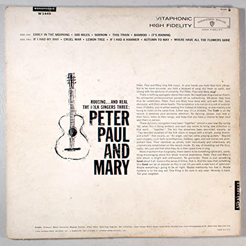 1962 PETER PAUL & MARY Vinyl Mono Rare