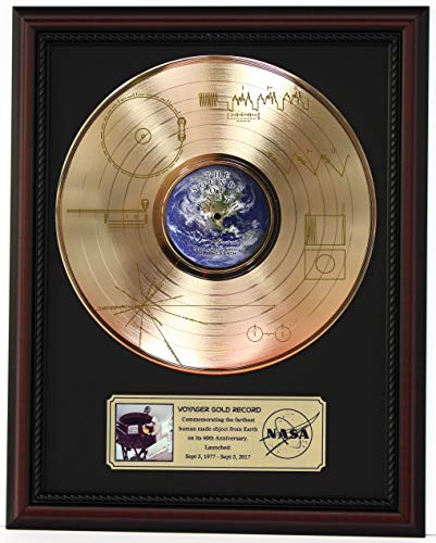 Voyager One Earth Sounds Record in Cherry Frame