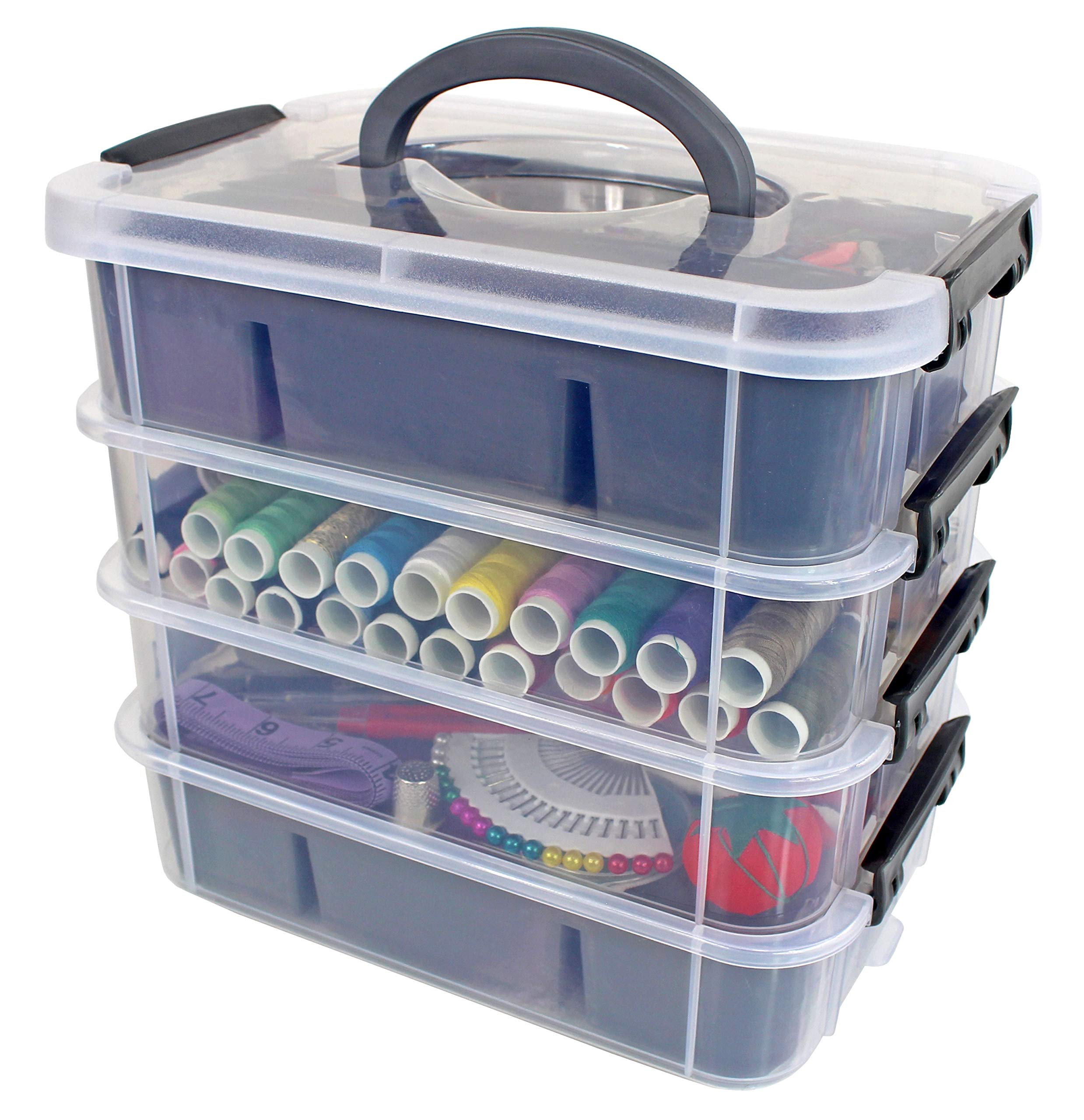 Stackable Art Supply Organizer with Trays - Gray