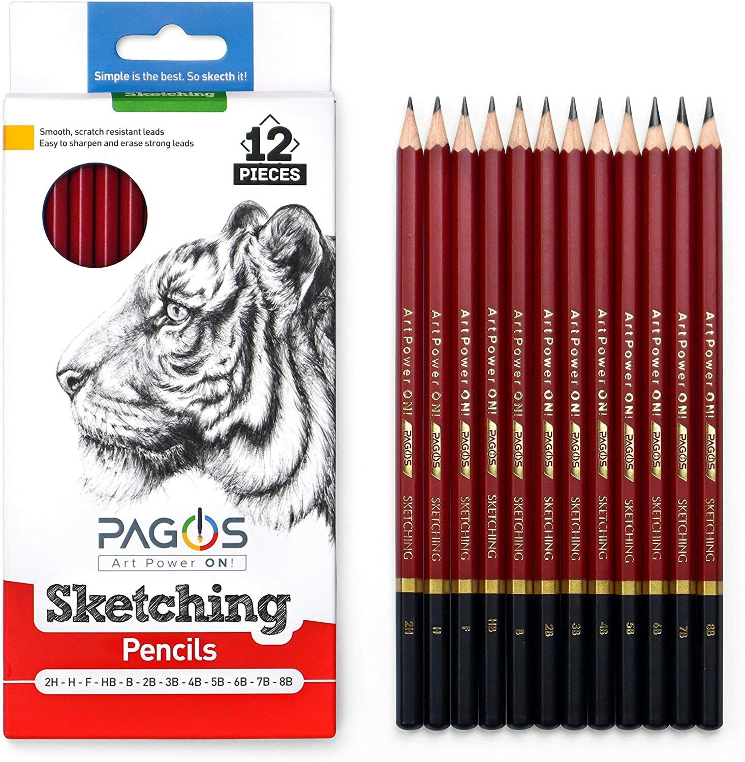 Professional Graphite Sketching Pencils (12-Piece Set)