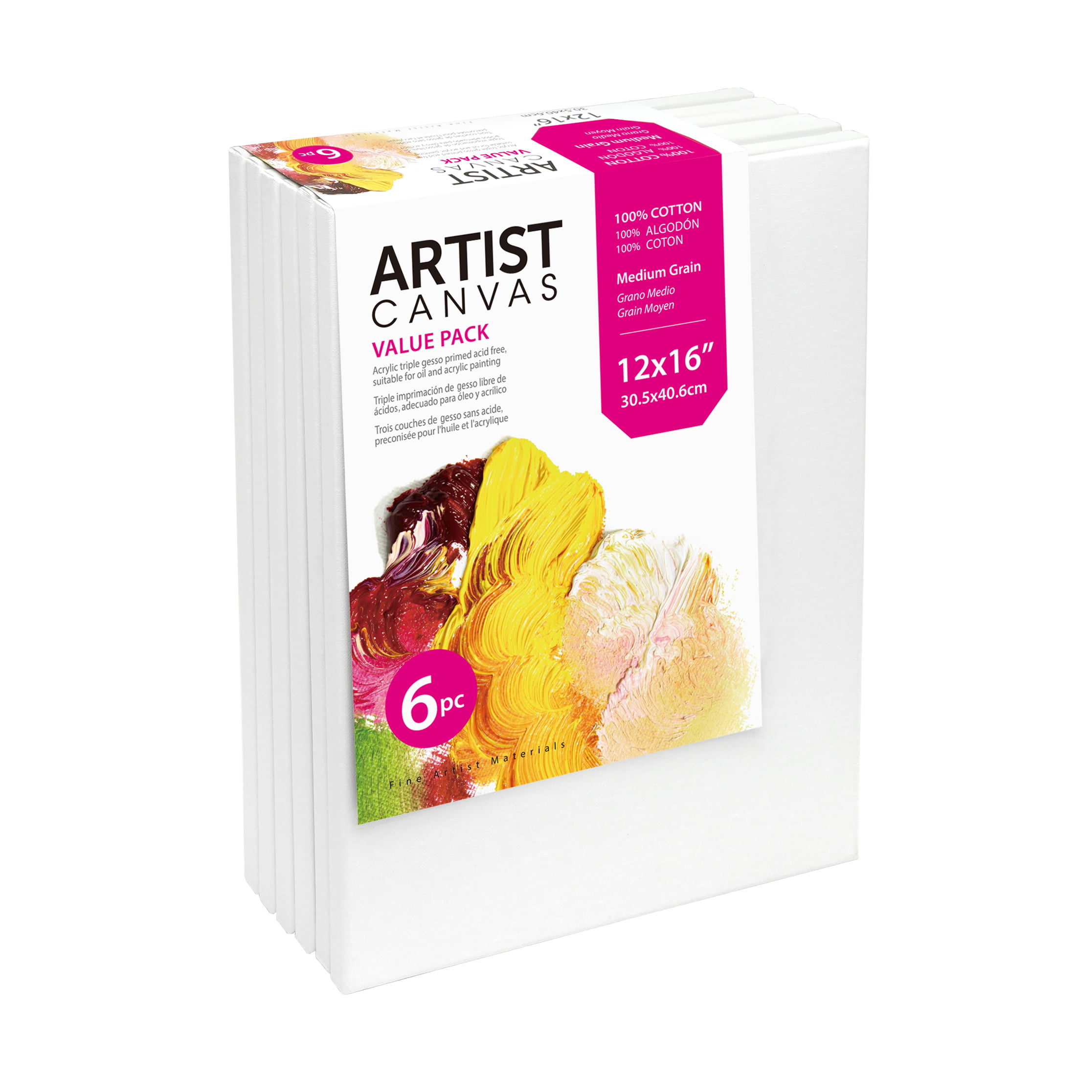 6-Pack 12x16 Canvas, Acid-Free