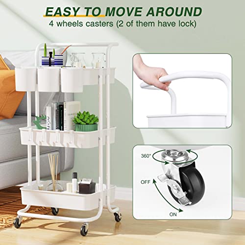 Multifunctional Rolling Art Cart with Hooks & Cups