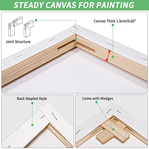 8 Pack of Cotton Stretched Canvases in Multiple Sizes