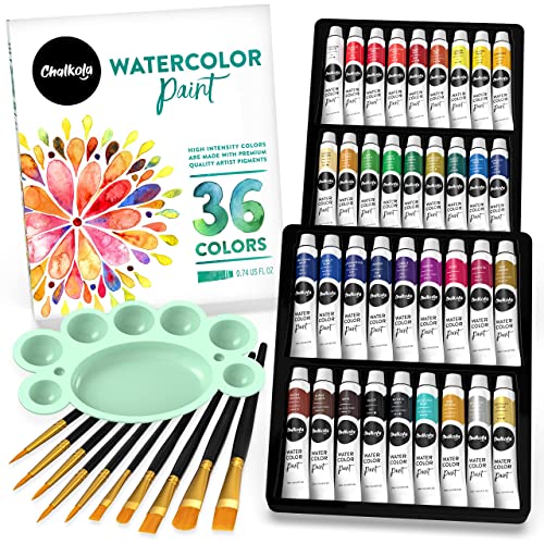 Watercolor Paint Set - 36 Tubes & Brushes