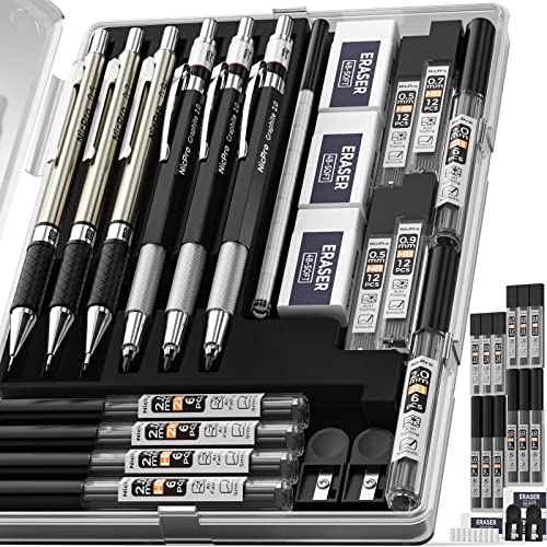 Nicpro 6PCS Mechanical Pencils & Lead Set