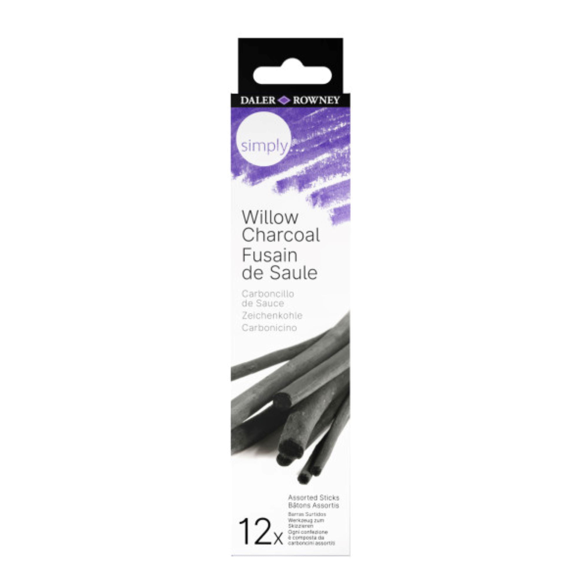 Daler-Rowney Simply Willow Charcoal Set, Black, 12 Piece