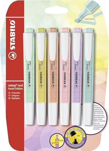 STABILO swing cool Pastel Highlighters (Pack of 6)