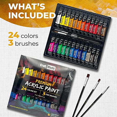 Acrylic paint set: 24 colors, ideal for various surfaces