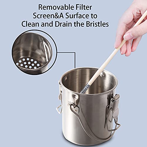 Stainless Steel Paintbrush Washer with Lid & Filter