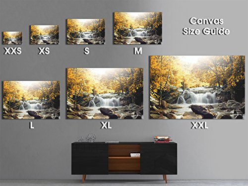 Yellow Forest Waterfall Canvas Wall Art