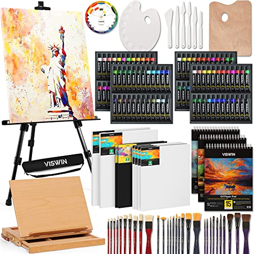 148-Piece Deluxe Painting Kit with Easel, Paints & Canvas