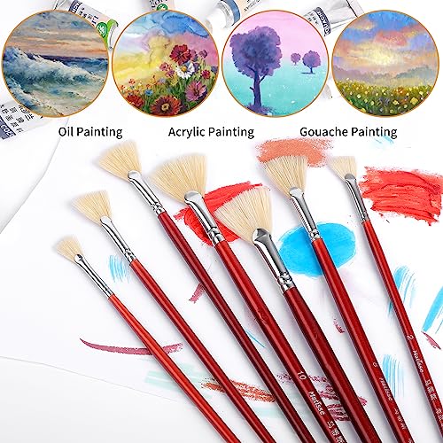 7 Piece Fan Brush Set for Acrylic and Oil Painting