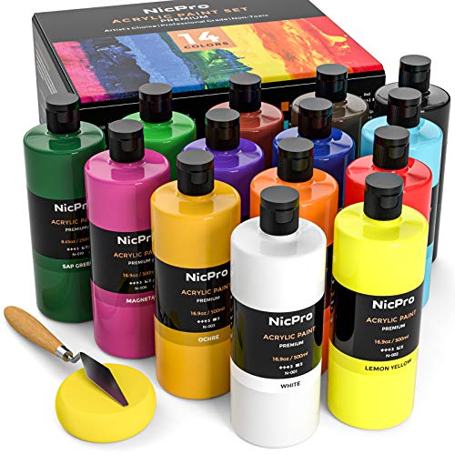 Nicpro Large 14-Color Acrylic Paint Set