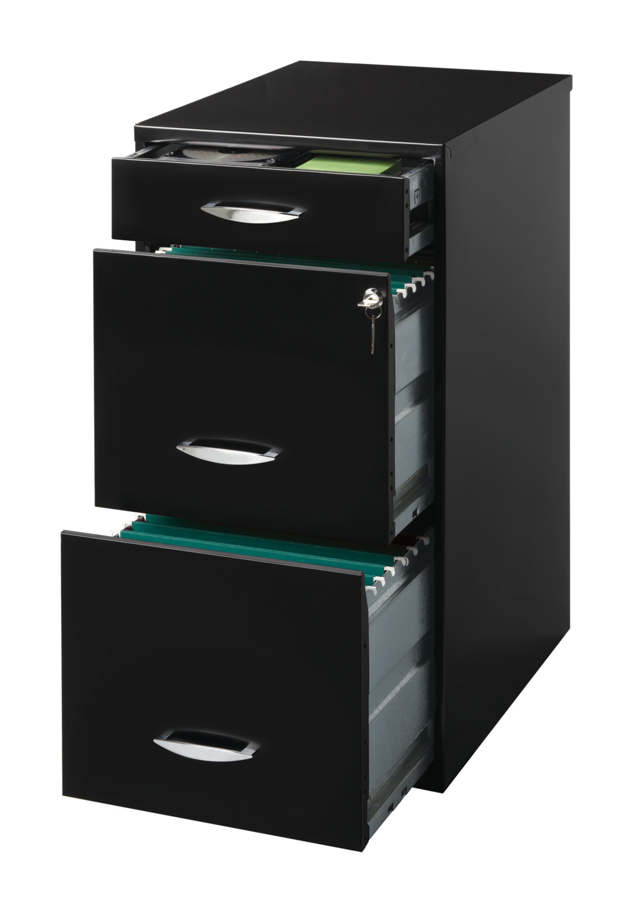 Black 3-Drawer Filing Cabinet - Office Organizer