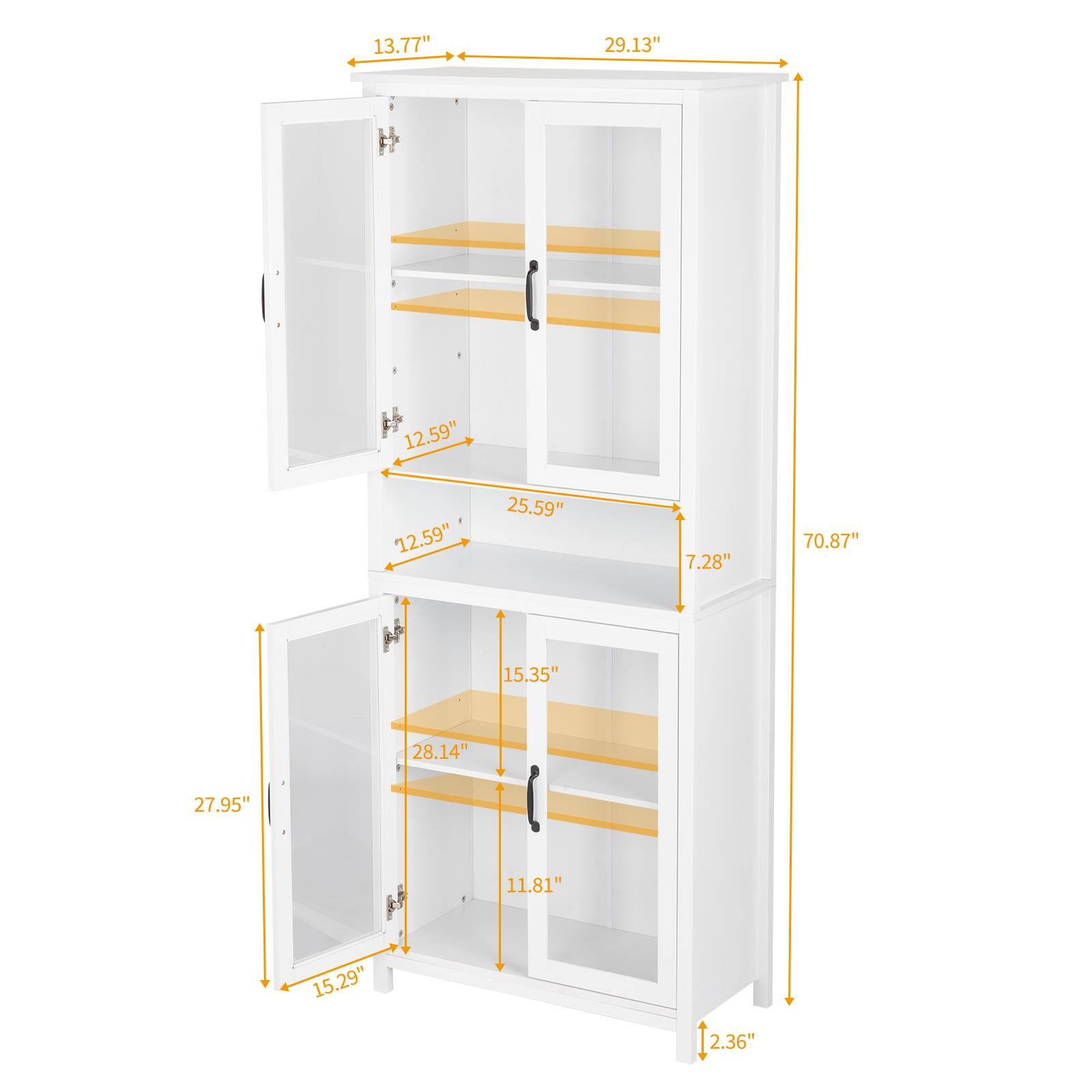 Height Adjustable White Bookcase with Double Doors