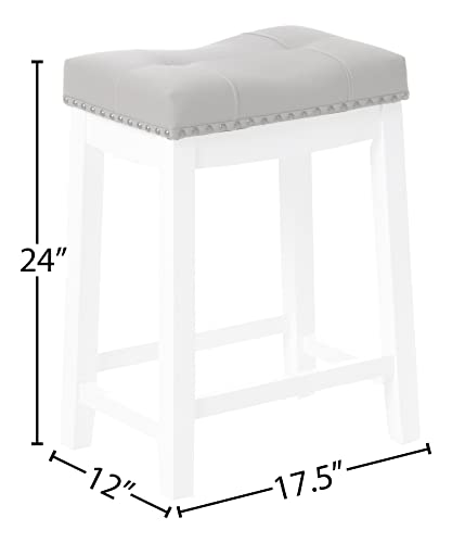 Cambridge 24" White Bar Stools with Gray Cushions