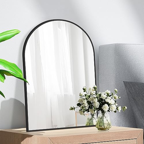 Curved Black Metal Wall Mirror for Home Decor
