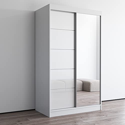 Aria White 47" Mirror Wardrobe with 2 Doors