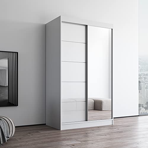 Aria White 47" Mirror Wardrobe with 2 Doors