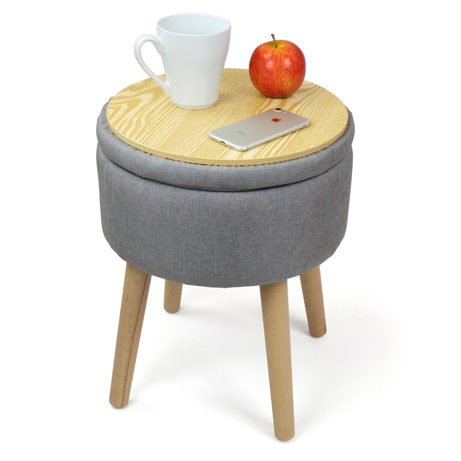 Ashton 14" Round Storage Ottoman with Tray