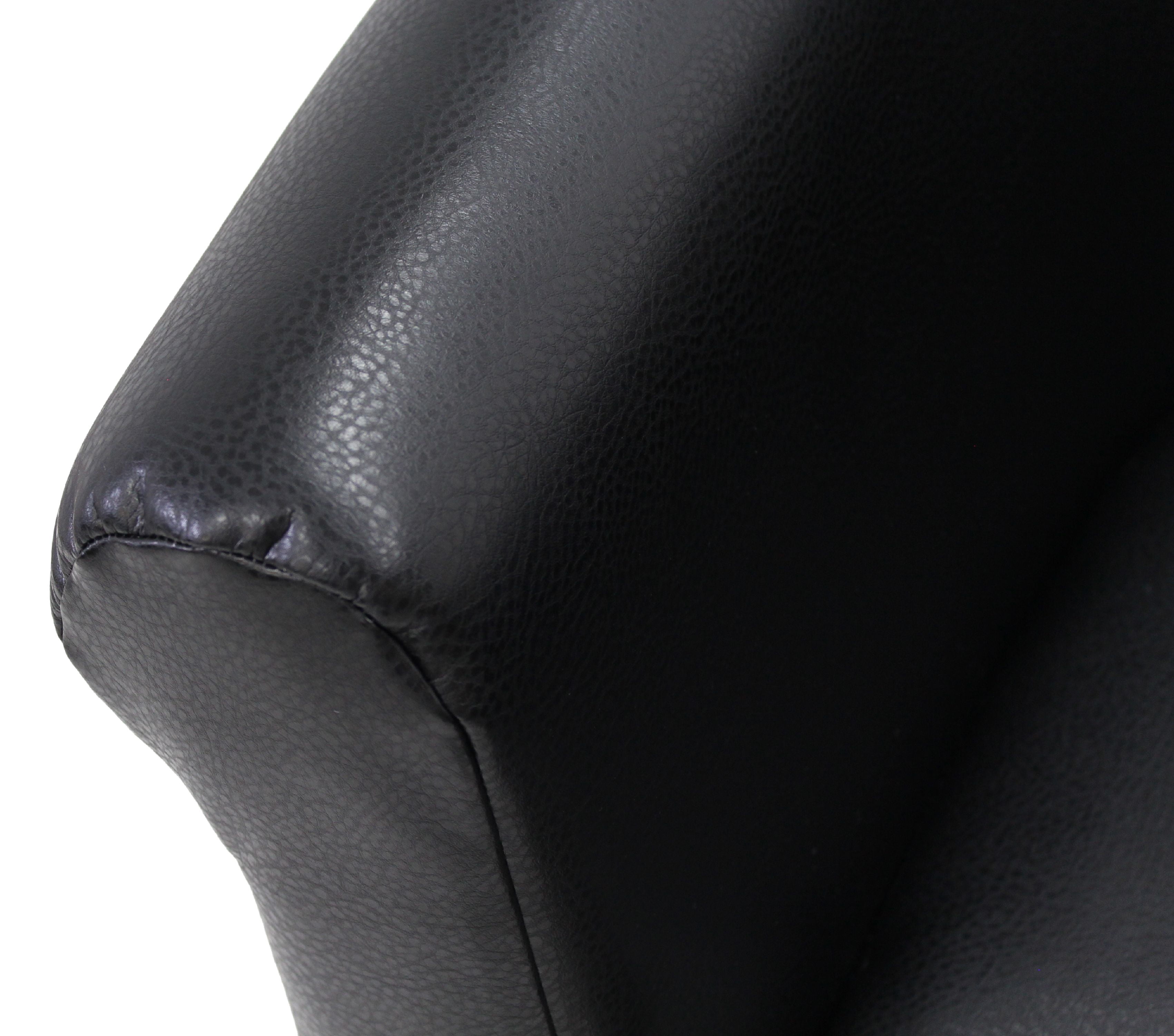 Black Faux Leather Bucket Accent Chair