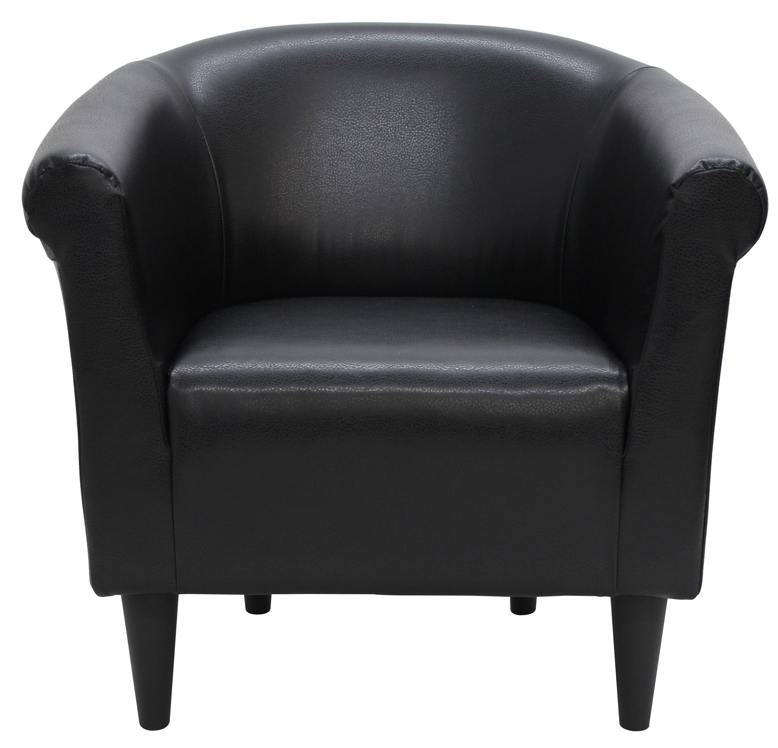 Black Faux Leather Bucket Accent Chair