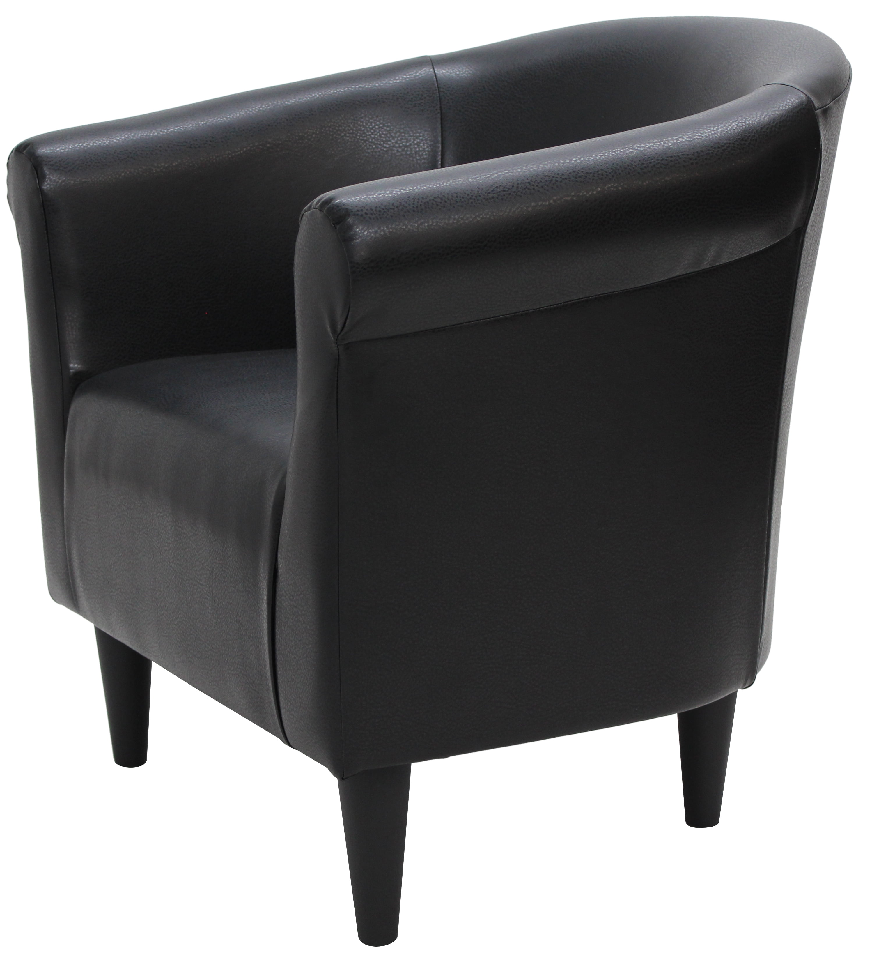 Black Faux Leather Bucket Accent Chair