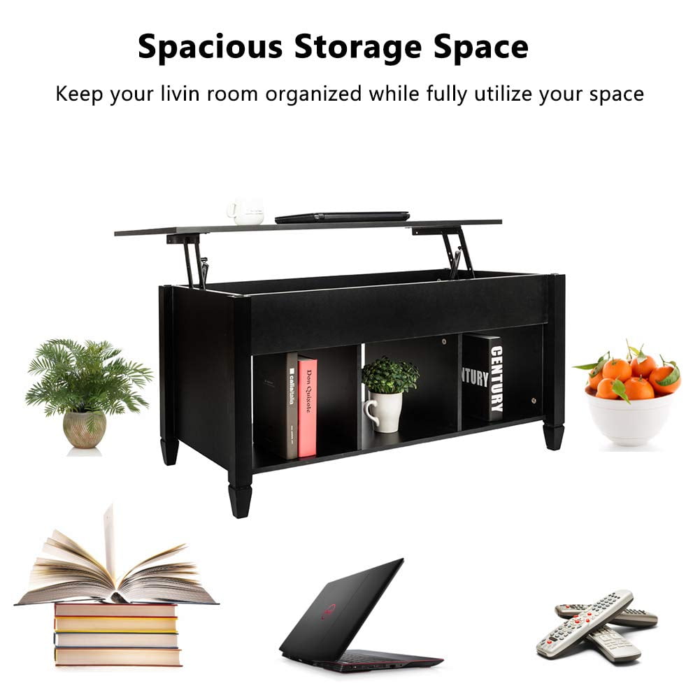 Ktaxon Black Lift Top Coffee Table with Storage