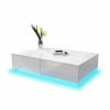 LED Coffee Table with 4 Drawers - White Gloss