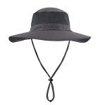UPF50+ Wide Brim Mesh Sun Hat - Dark Gray
