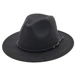 DRESHOW Women's Boho Wide Brim Fedora Hat