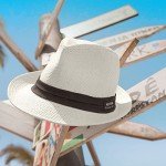 Ivory Panama Jack Fedora Hat with Black Band
