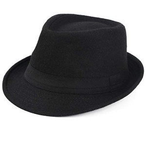 Classic Unisex Black Trilby Fedora Hat