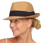 Foldable Fedora Straw Sun Hat for Beach Use