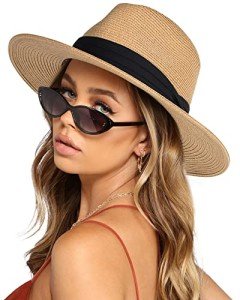 Men's Wide-Brim Summer Straw Fedora Hat