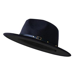 Two-Tone Wide Brim Fedora Hat for All