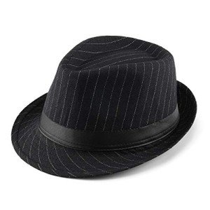 Classic Unisex Manhattan Gangster Fedora Hat - Black