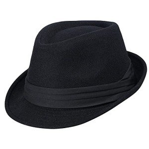 Classic Black Felt Trilby Fedora Hat for All