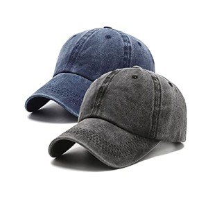 Vintage Distressed Baseball Cap Set - Black & Blue