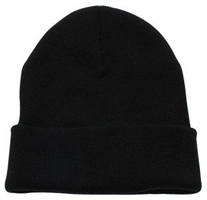 BLACK CUFFED SKULL BEANIE HAT FOR ALL