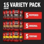 Jack Link's Beef Jerky Bold Variety Pack – Includes Original, Teriyaki and Peppered Jerky, Bulk Protein Snack Pack, Good Source of Protein, Meat Snacks Made with 100% Beef – 1.25 Oz (Pack of 15)