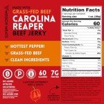 Mission Meats Carolina Reaper Jerky from 100% Grass Fed & Pasture Raised Beef, Caution: Extremely Spicy, Small Batch Hand Crafted, Gluten Free, 2oz (Pack of 6)