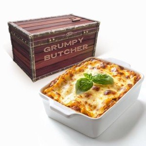 Grumpy Butcher Luxury Lasagna With Wagyu Beef Short Rib Meat, 1.5 lb tray - Tuscan Recipe Special Signature Dish - Grumpy Food Gifts Gourmet Gift Baskets Set