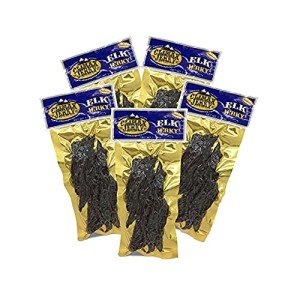 BEST Premium Natural Style Kippered Cut Thick Strips 1.75 OZ. Elk Jerky - No Preservatives - High Protein - Low Carbs - Buy Multiple Packs & Save! (Elk Original, Original 5 Pack)
