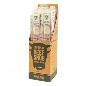 Beef Snob Snack Sticks - Original Flavor - 1 Ounce Snack - 20 Meat Sticks Per Box - High Protein Snack, Sugar Free Snack, Keto Friendly, Gluten Free Jerky Sticks