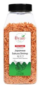 Byait Dried Japanese Sakura Shrimp 4 Oz, Wild-Caught Baby Shrimp, Dehydrated Small Shrimp for Ramen Toppings, Seafood Soups, and Gourmet Cooking, Non-GMO, Gluten-Free