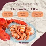 Domestic Seafood Lobster Meat - 4 Pounds (4 lbs) Cooked Fresh Frozen Cold Water Claw and Knuckle Lobster Meat from Maine - Rich in Protein, Omega-3, Vitamins, and Minerals